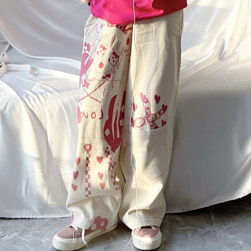 ‘Im too cool’ Wide Leg Loose Straight Jeans